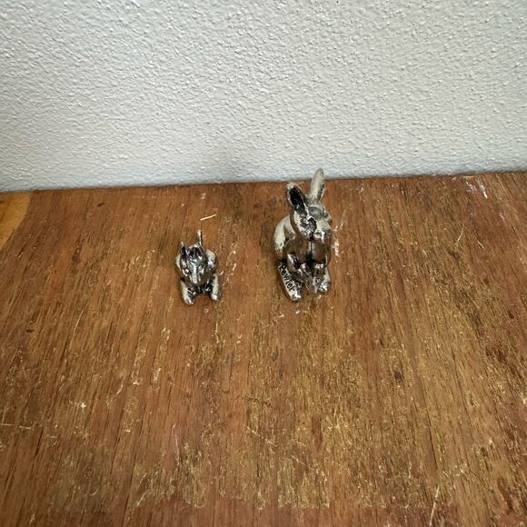 Pewter‎ Kangaroo with Baby Joeys Miniature Figurine 1.75" Vintage Marked - Picture 2 of 7